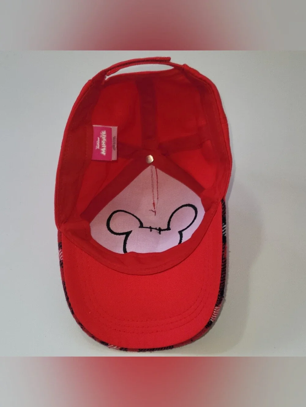 Disney Junior Minnie Mouse Red Plaid Bow Adjustable Girls Baseball Hat Cap